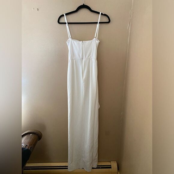Katie May Eros Gown Revolve Ivory white maxi dress ruffle high slit XS - Picture 9 of 11